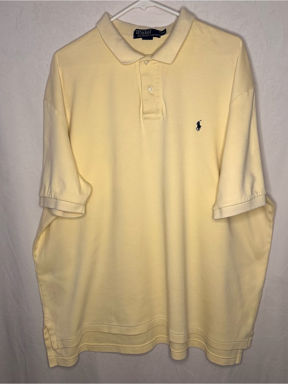 Ralph Lauren Yellow Short Sleeve Polo XXL 100% Cotton Button Up Collar Pony Logo